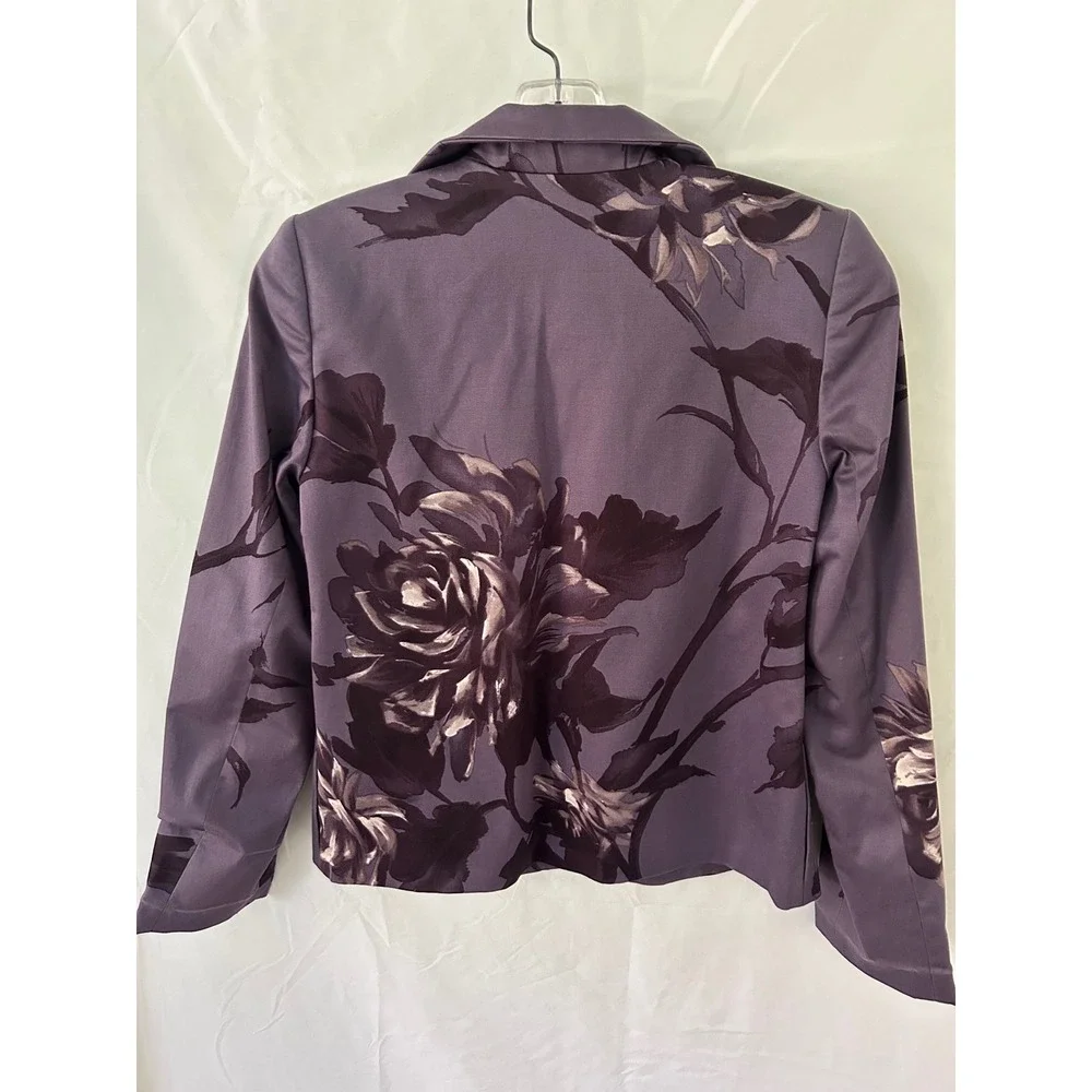 Linda Allard‎ Ellen Tracy Floral Blazer Petite 0 Dark Gray Jacket